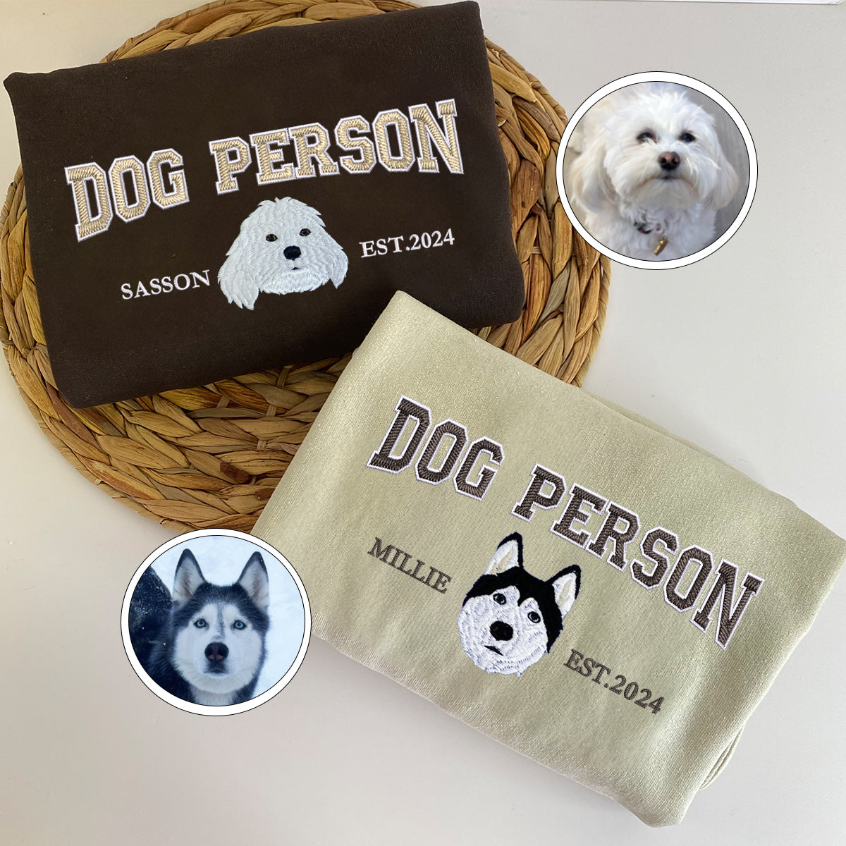 Custom Full-Color Varsity Dog Person Embroidered Hoodie | Gift For Pet Lovers