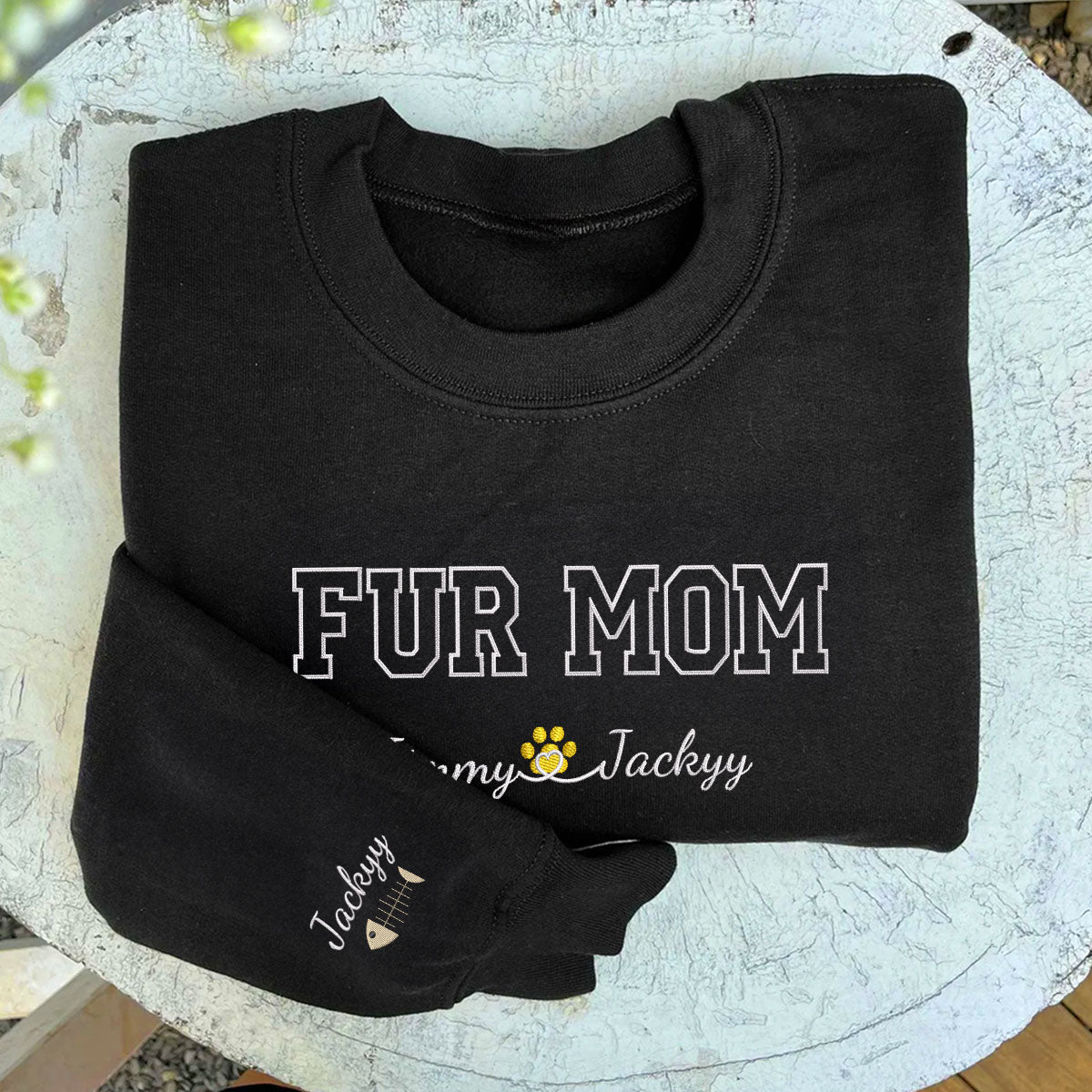 Custom Fur Mom With Names Embroidered Sweatshirt | Gift For Pet Lovers