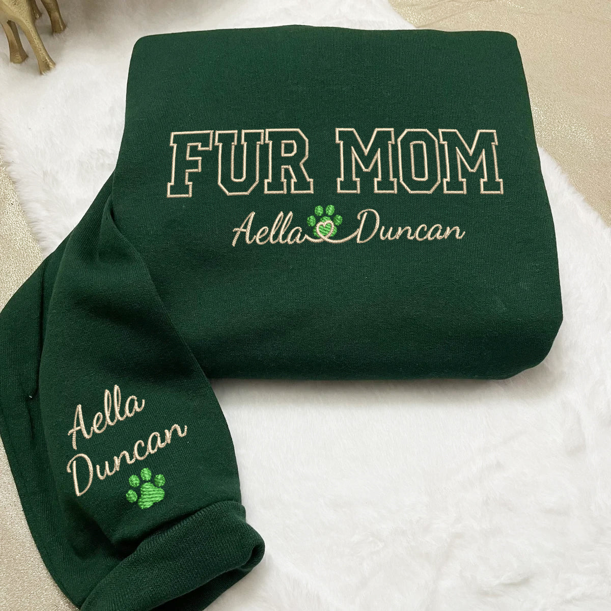 Custom Fur Mom With Names Embroidered Sweatshirt | Gift For Pet Lovers