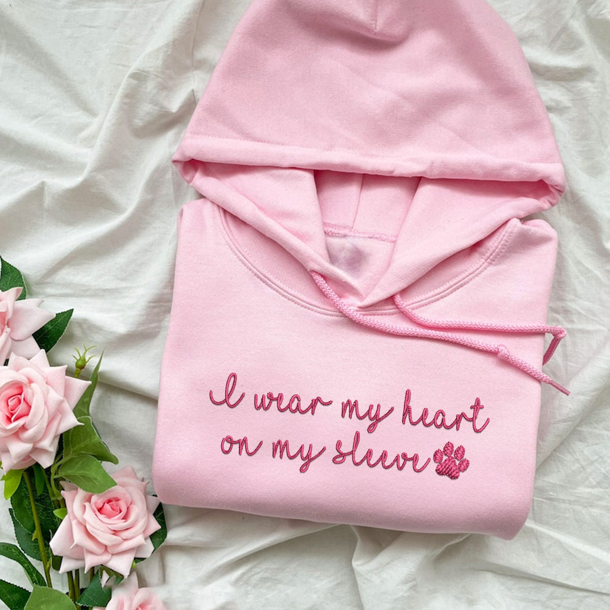 Custom I Wear My Heart On My Sleeve Embroidered Hoodie | Gift For Pet Lovers