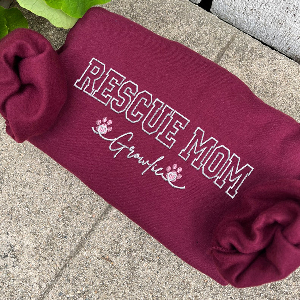 Custom Rescue Mom With Names Embroidered Hoodie | Gift For Pet Lovers