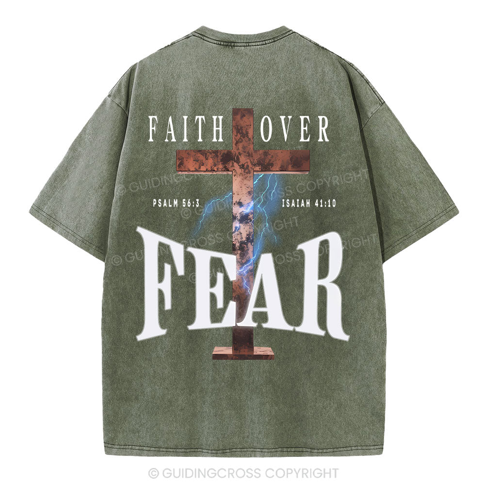 Faith Over Fear Christian Washed T-Shirt