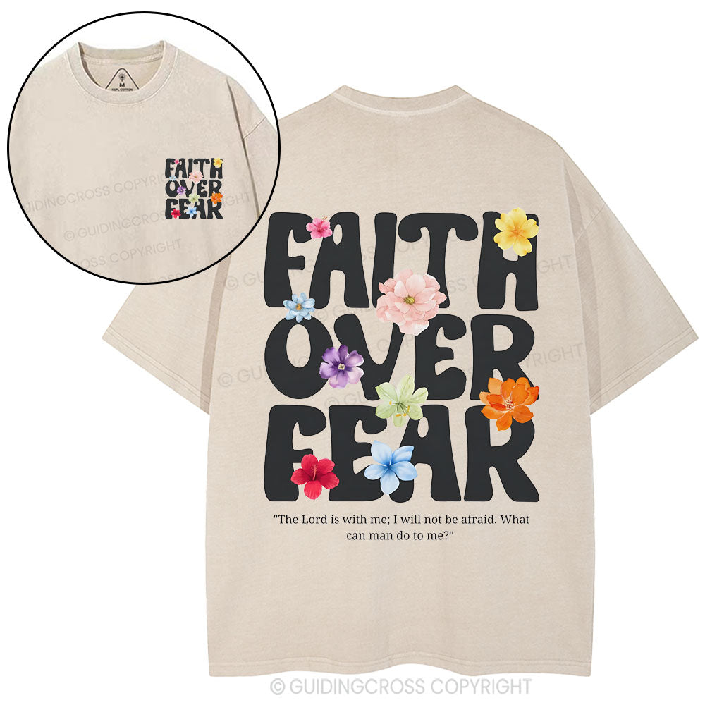 Faith Over Fear Christian Washed T-Shirt
