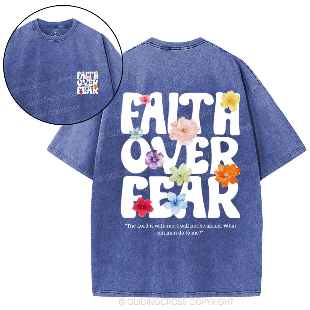 Faith Over Fear Christian Washed T-Shirt