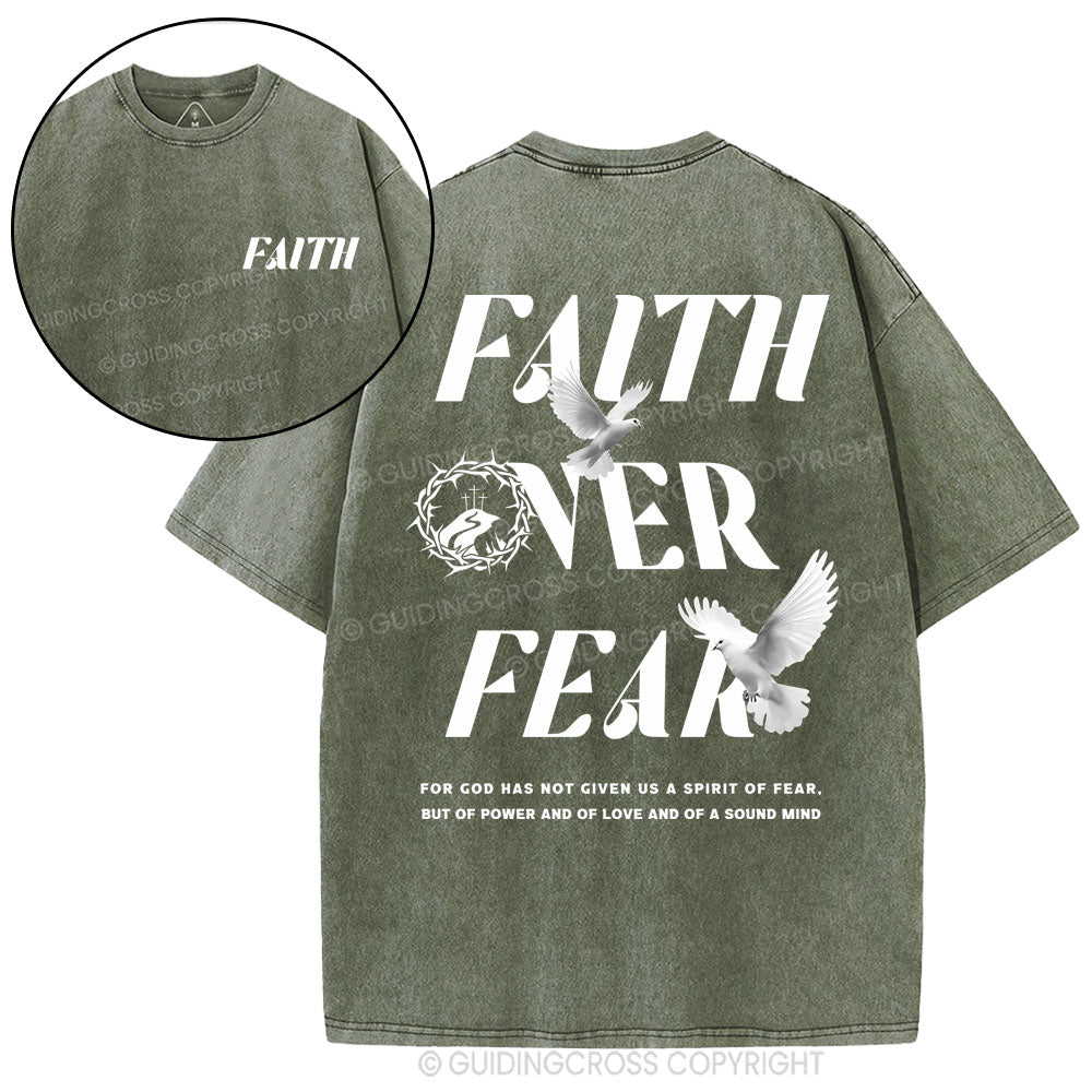 Faith Over Fear Christian Washed T-Shirt