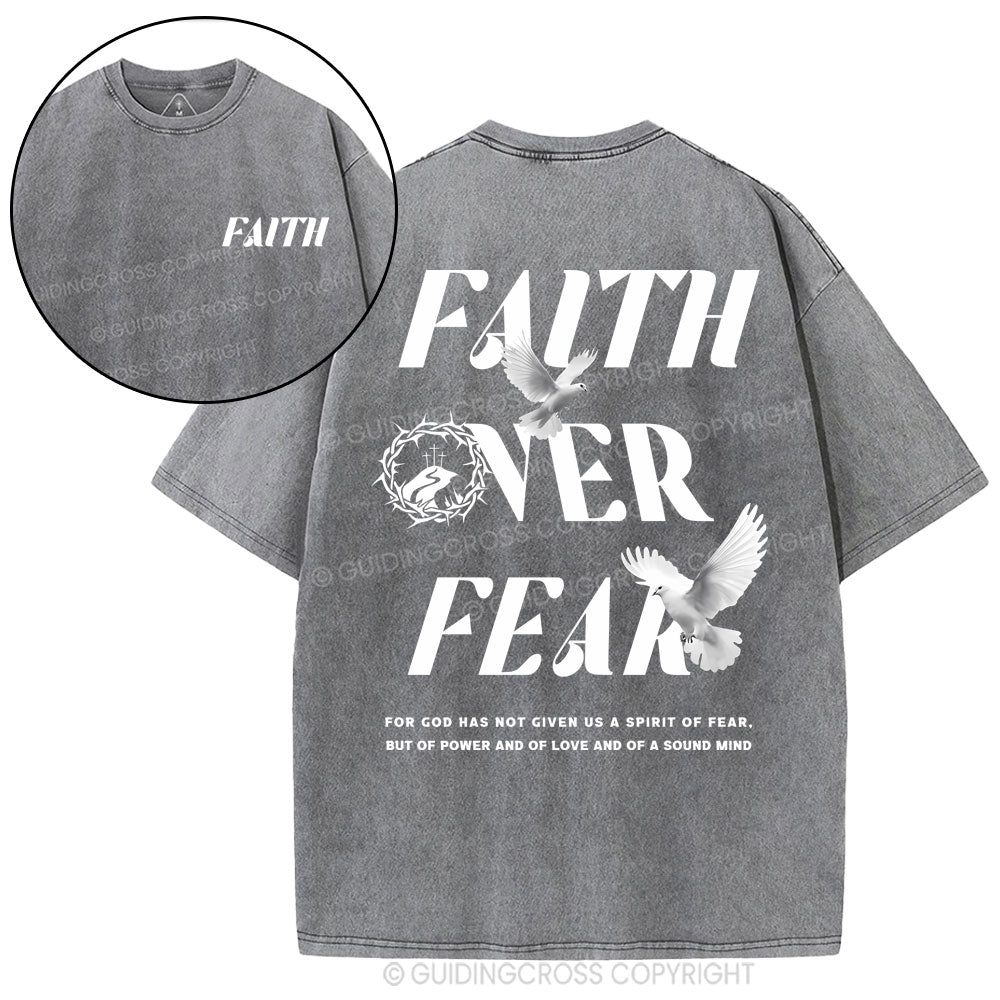 Faith Over Fear Christian Washed T-Shirt