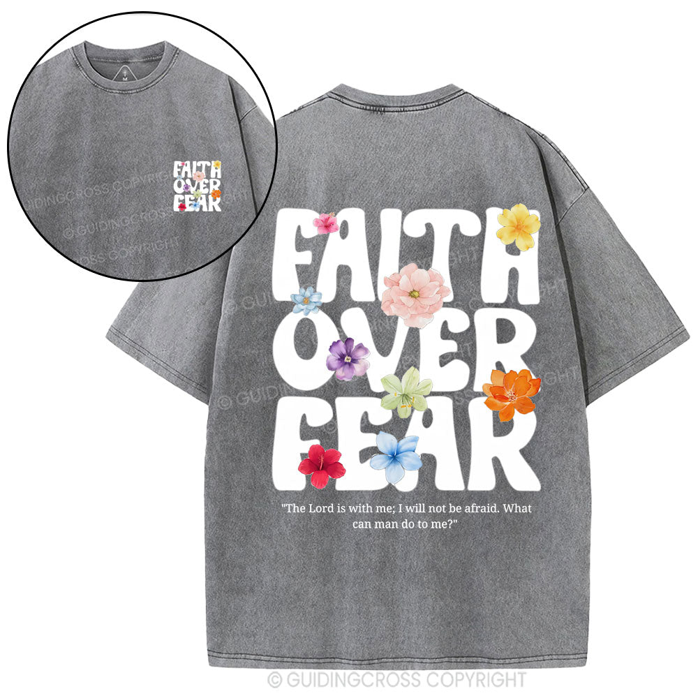 Faith Over Fear Christian Washed T-Shirt