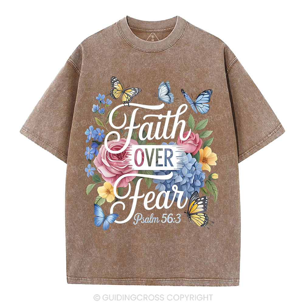 Faith Over Fear Christian Washed T-Shirt