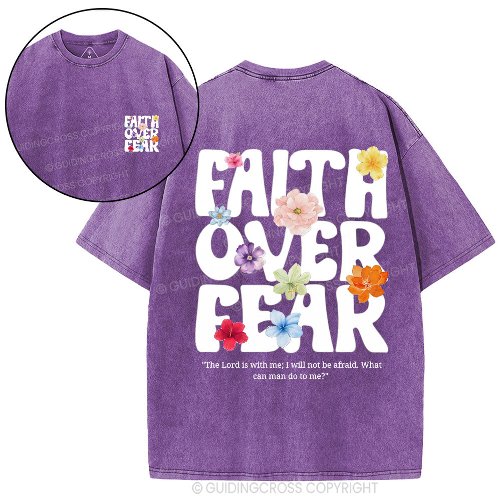 Faith Over Fear Christian Washed T-Shirt
