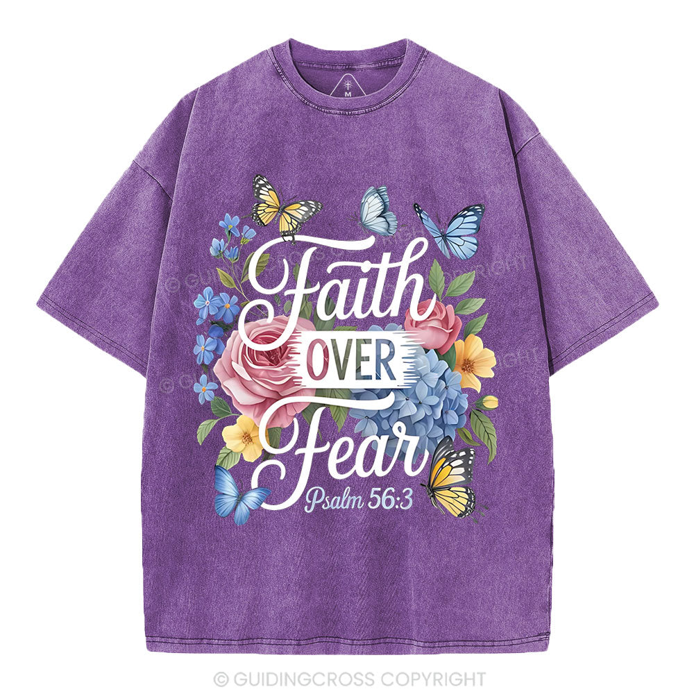 Faith Over Fear Christian Washed T-Shirt