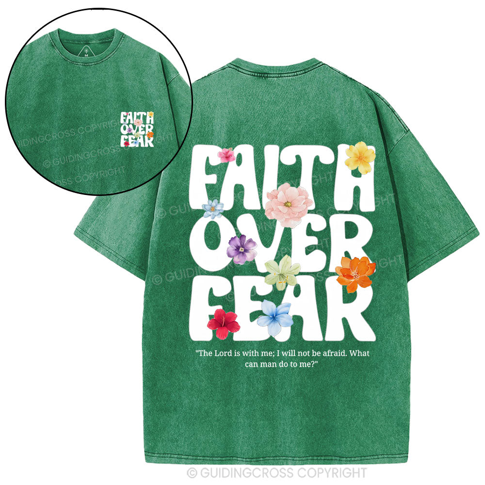 Faith Over Fear Christian Washed T-Shirt