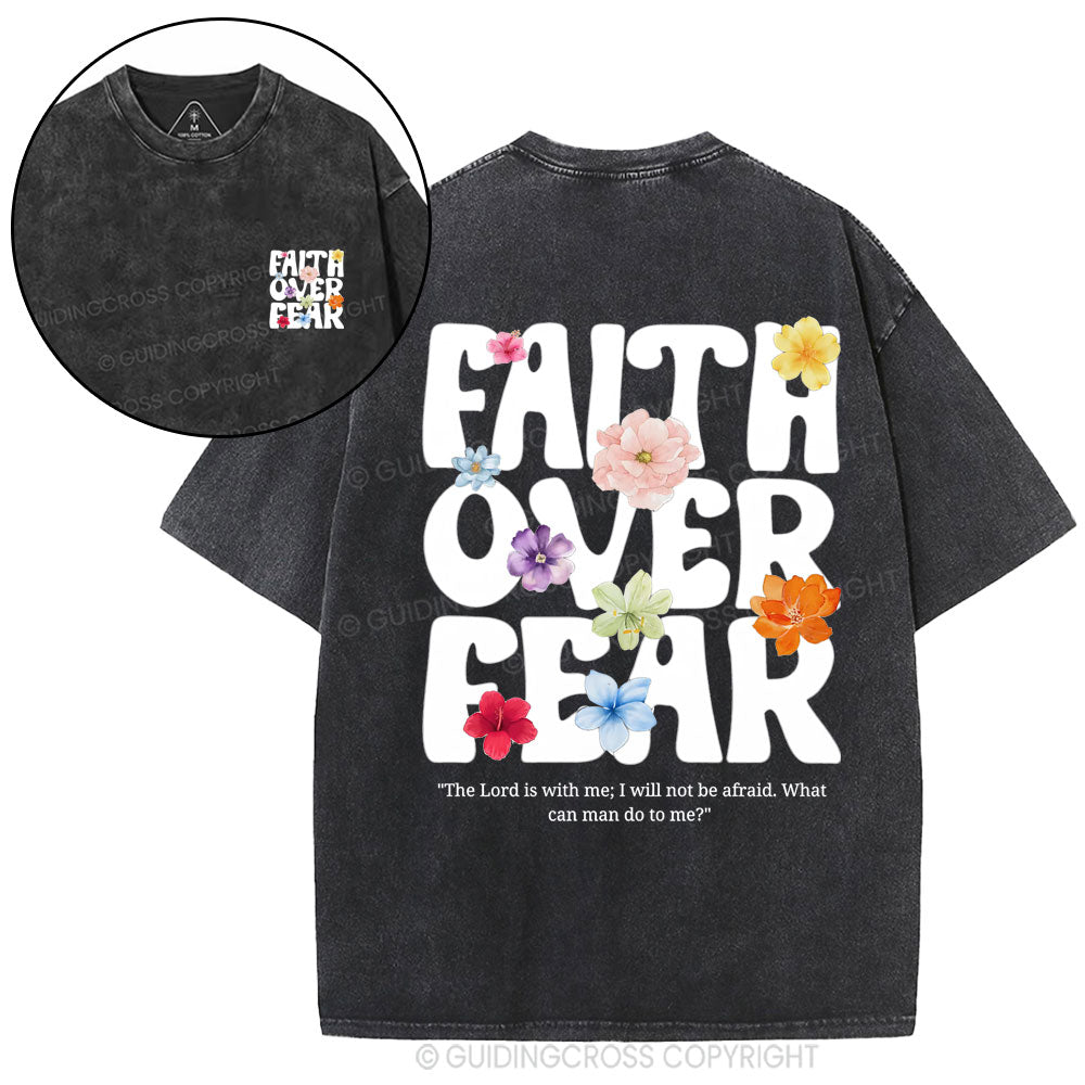 Faith Over Fear Christian Washed T-Shirt