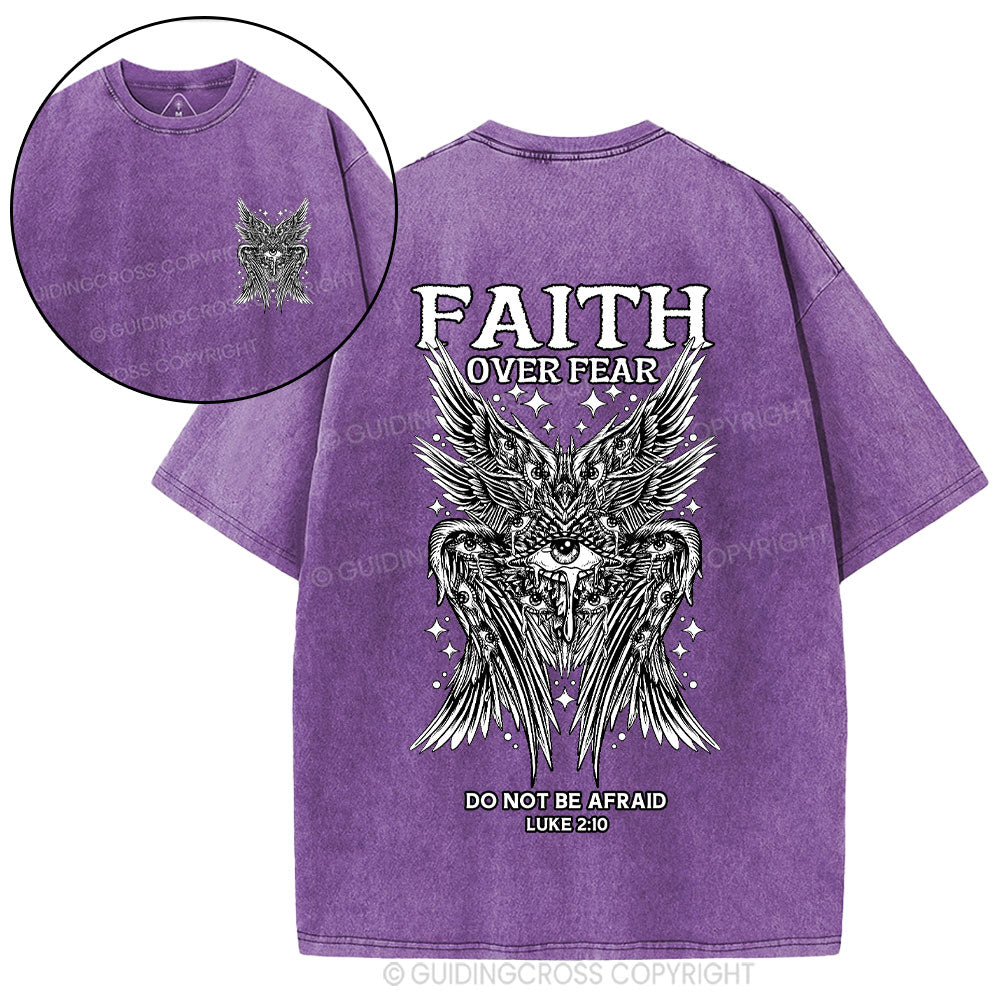 Faith Over Fear Seraphim Angel Christian Washed T-Shirt