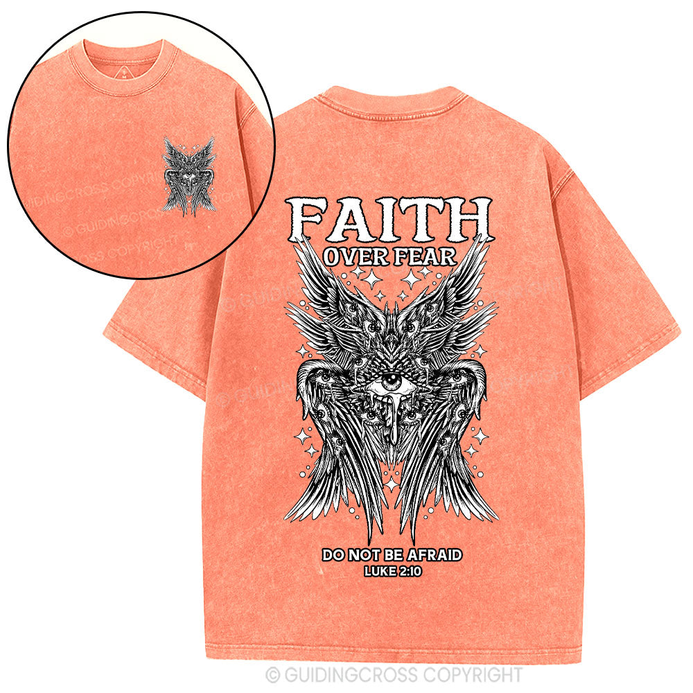 Faith Over Fear Seraphim Angel Christian Washed T-Shirt