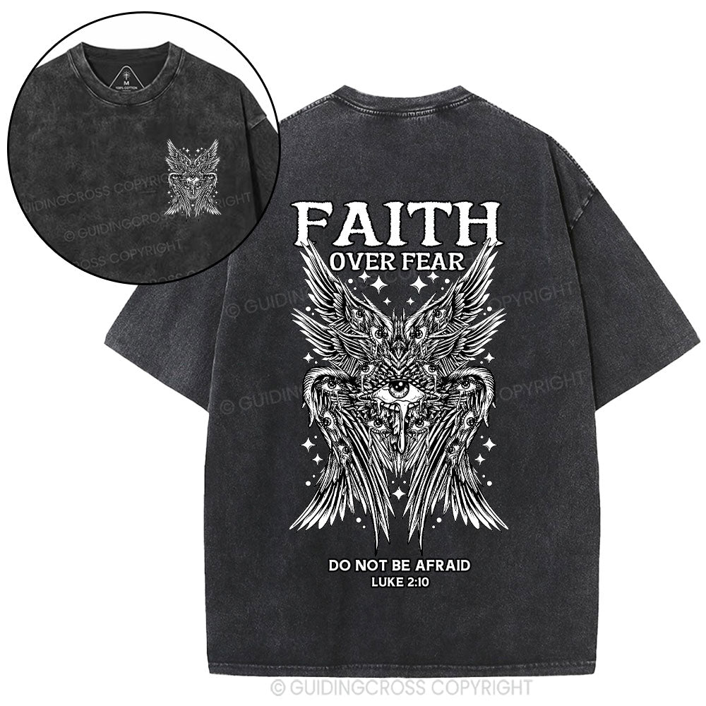 Faith Over Fear Seraphim Angel Christian Washed T-Shirt