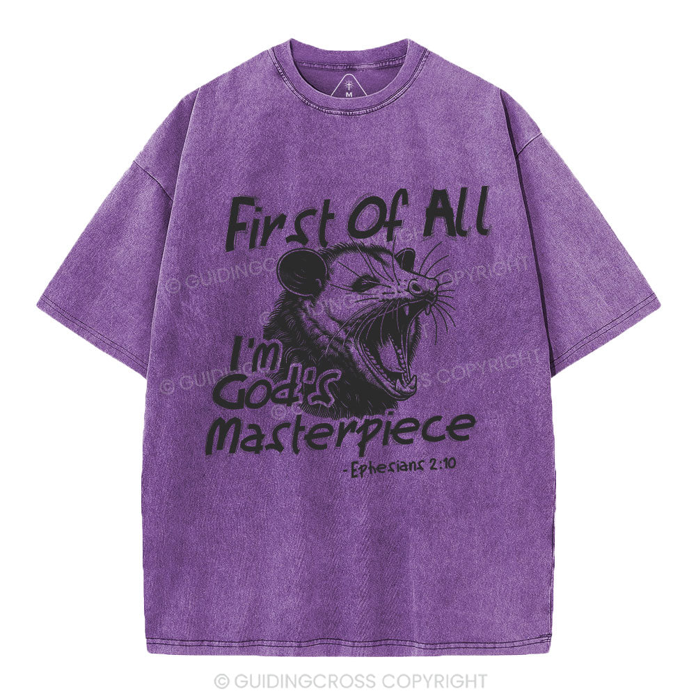 First Of All I'm God's Masterpiece Christian Washed T-Shirt