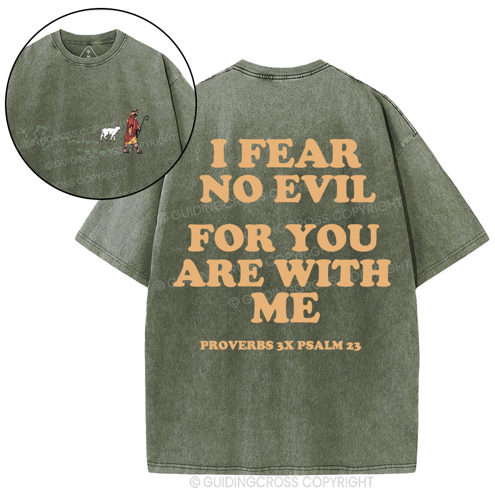 Follow Jesus Fear No Evil Christian Washed T-Shirt