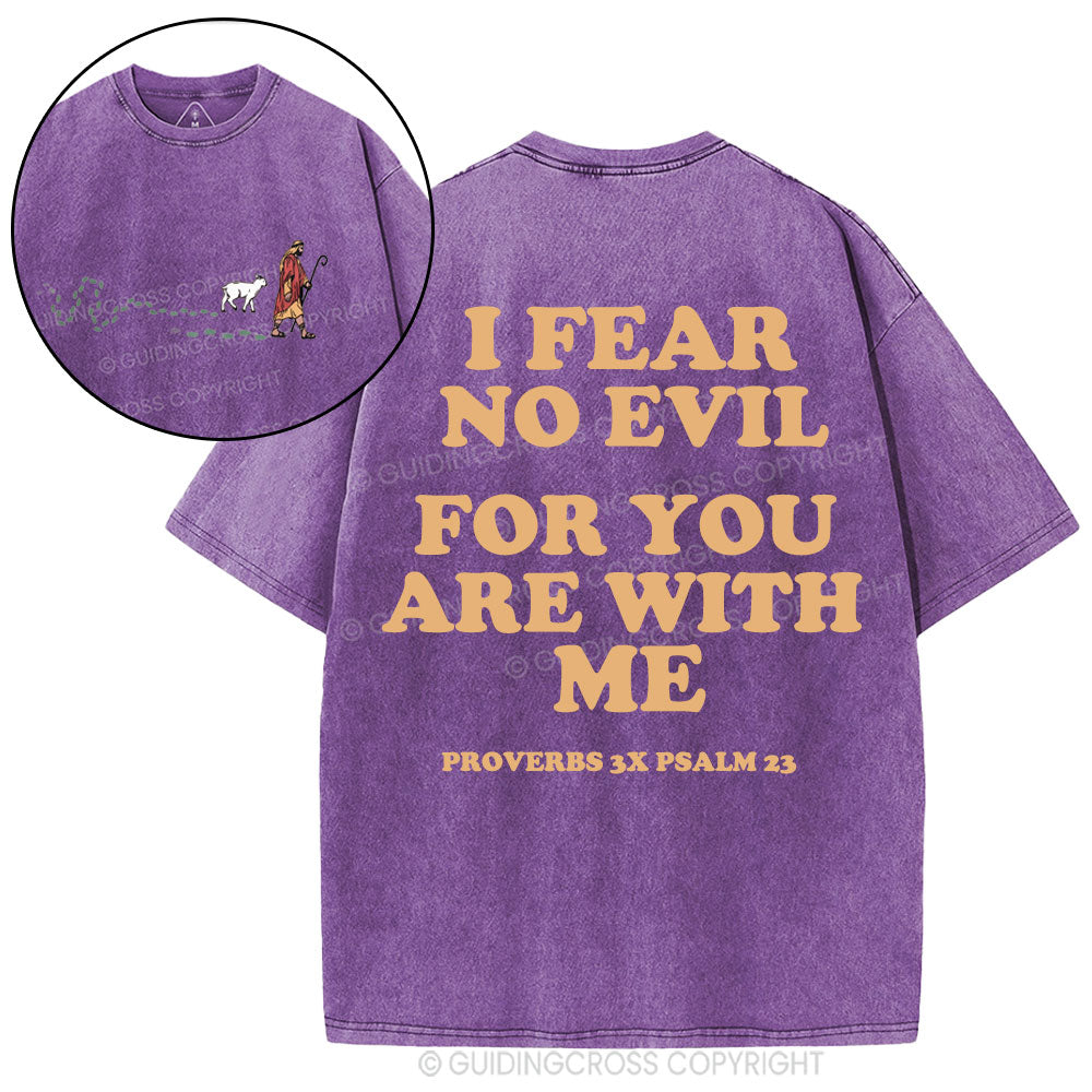 Follow Jesus Fear No Evil Christian Washed T-Shirt