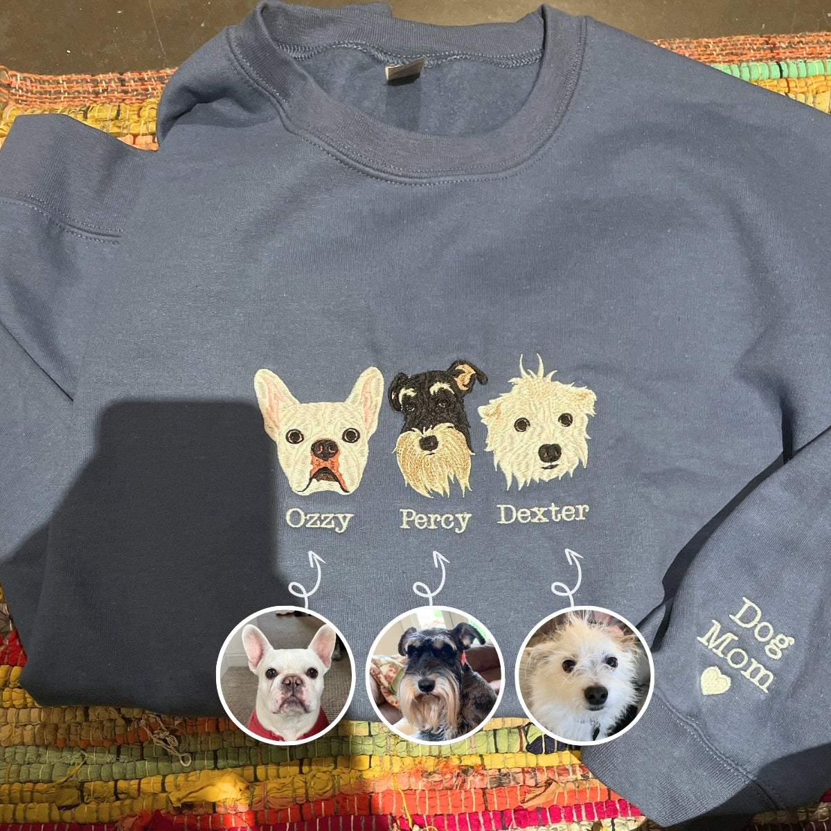 Custom Embroidered Dog Memorial Sweatshirt from Photo | Gifts for Pet Lovers