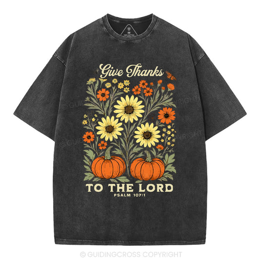 Give Thanks To The Lord Christian Washed T-Shirt