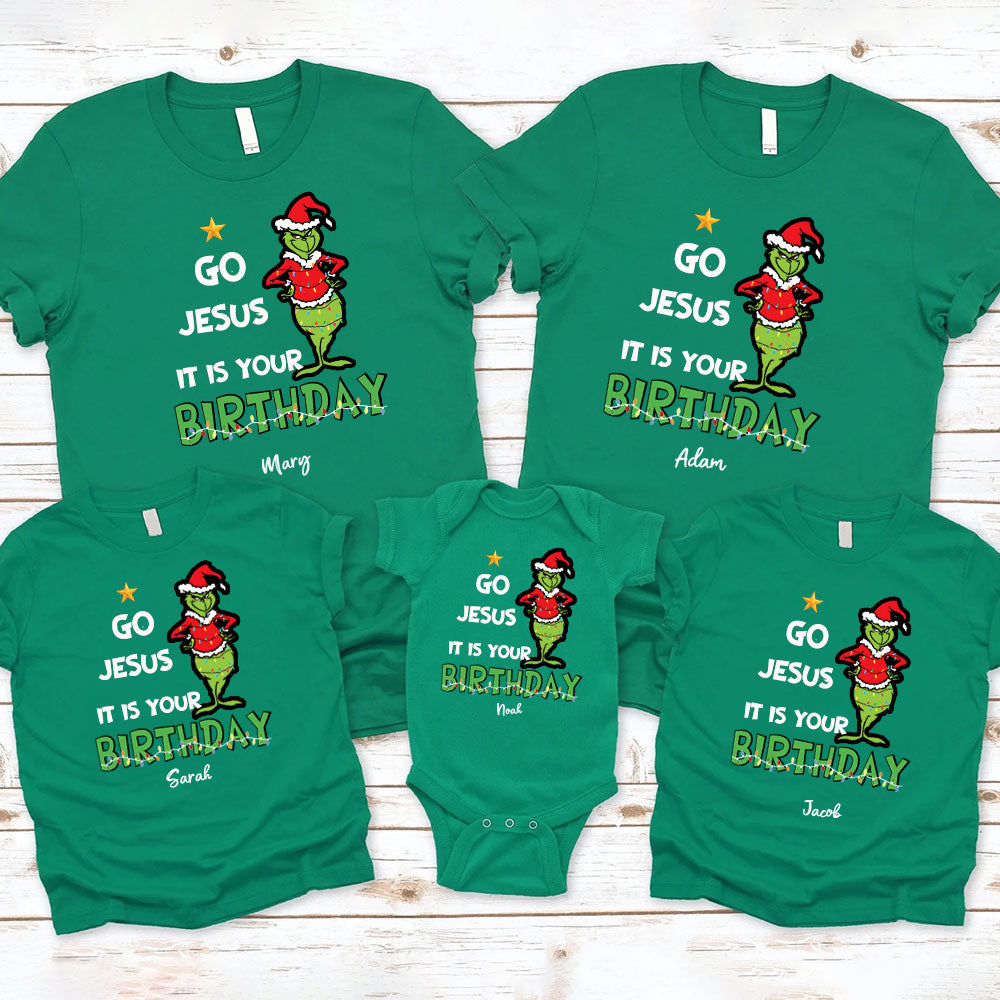 Personalized Go Jesus It Is Your Birthday Christmas Family Matching Shirts