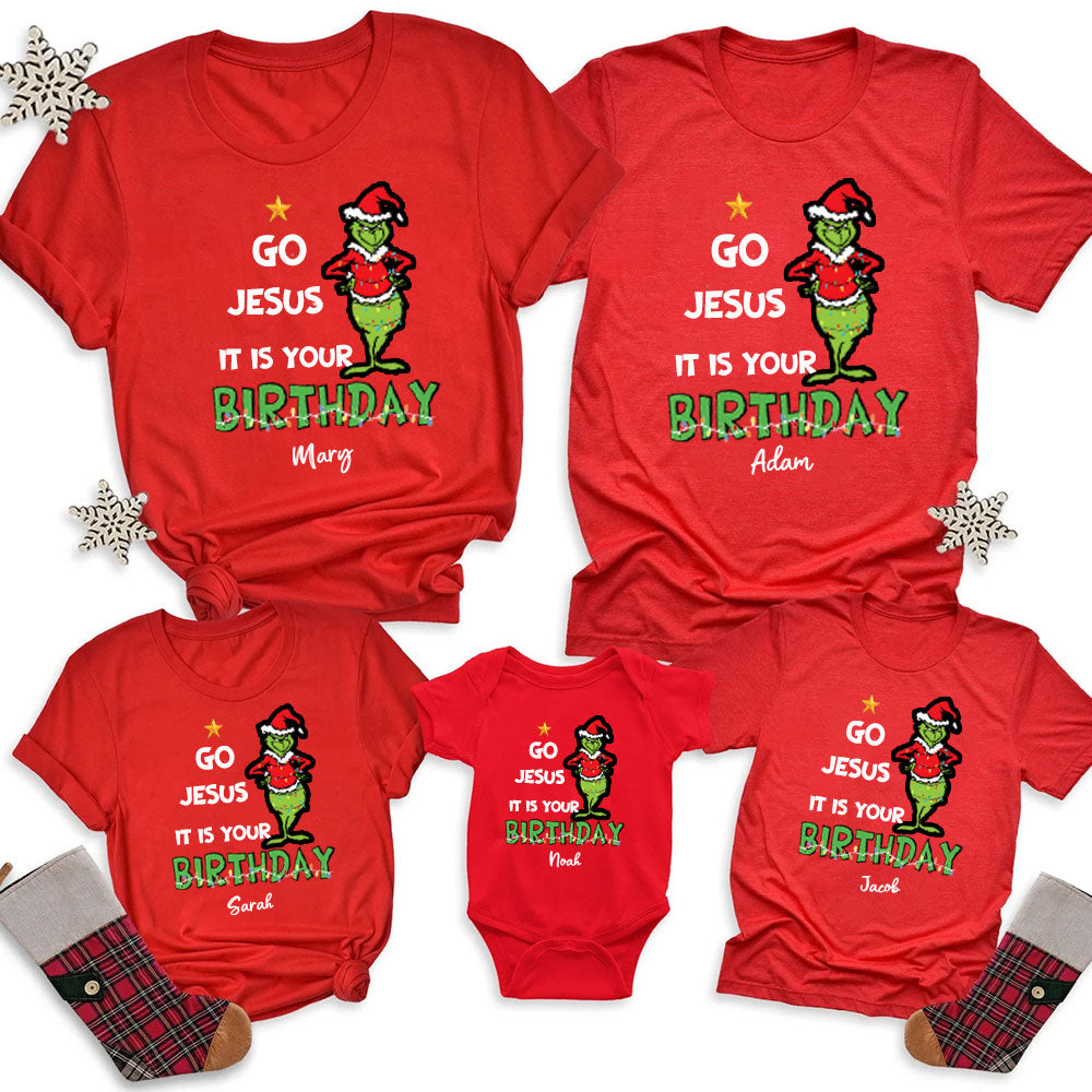 Personalized Go Jesus It Is Your Birthday Christmas Family Matching Shirts