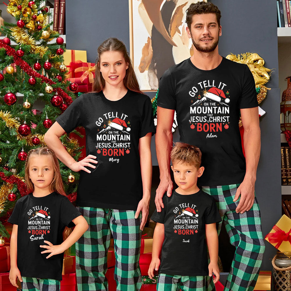 Personalized Go Tell It On The Moutain That Jesus Is Christ Born Christmas Family Matching Shirts