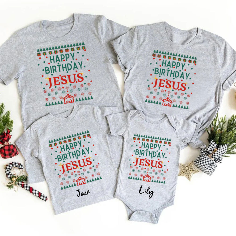 Happy Birthday Jesus Christmas Family Matching Shirts