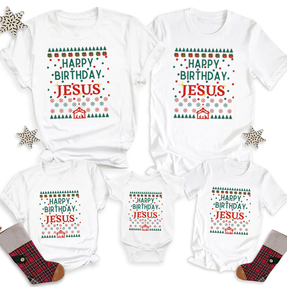 Happy Birthday Jesus Christmas Family Matching Shirts