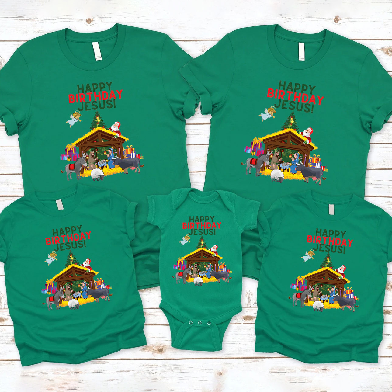 Happy Birthday Jesus Christmas Family Matching Shirts
