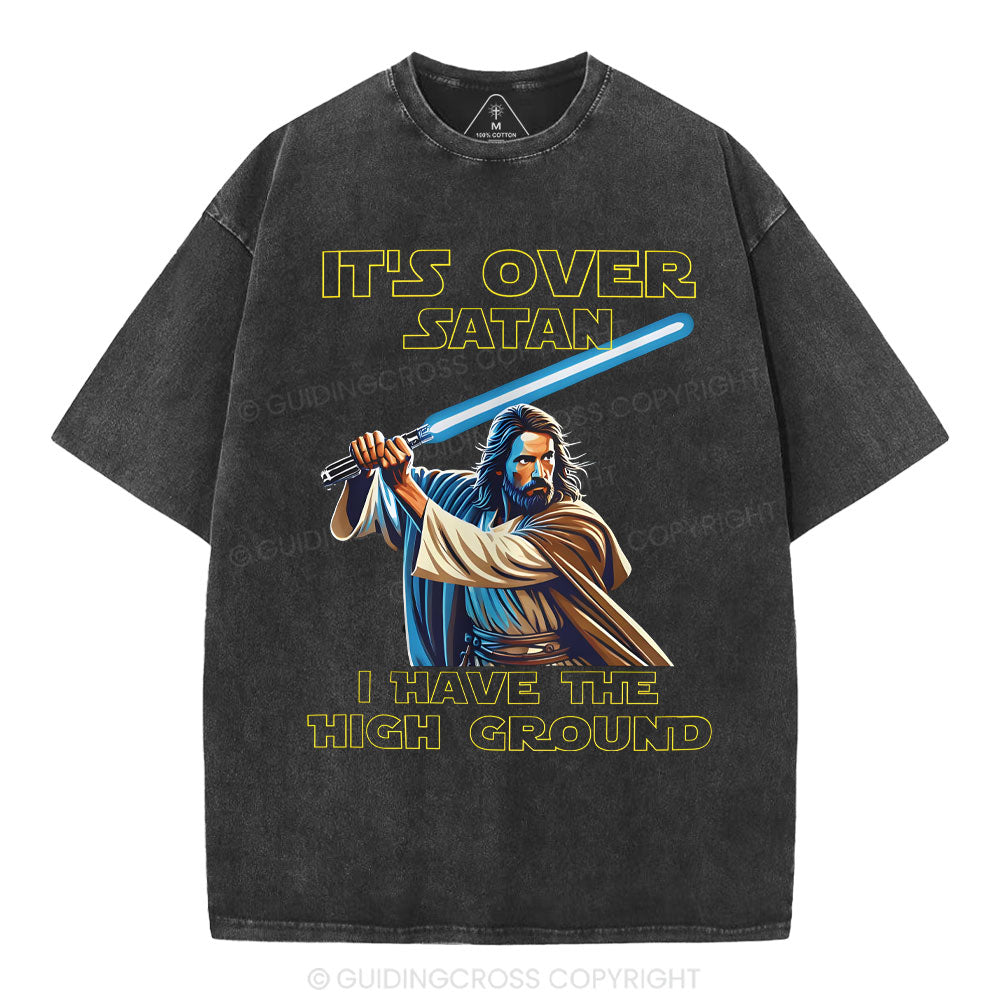 It's Over Satan Chrsitian Washed T-Shirt