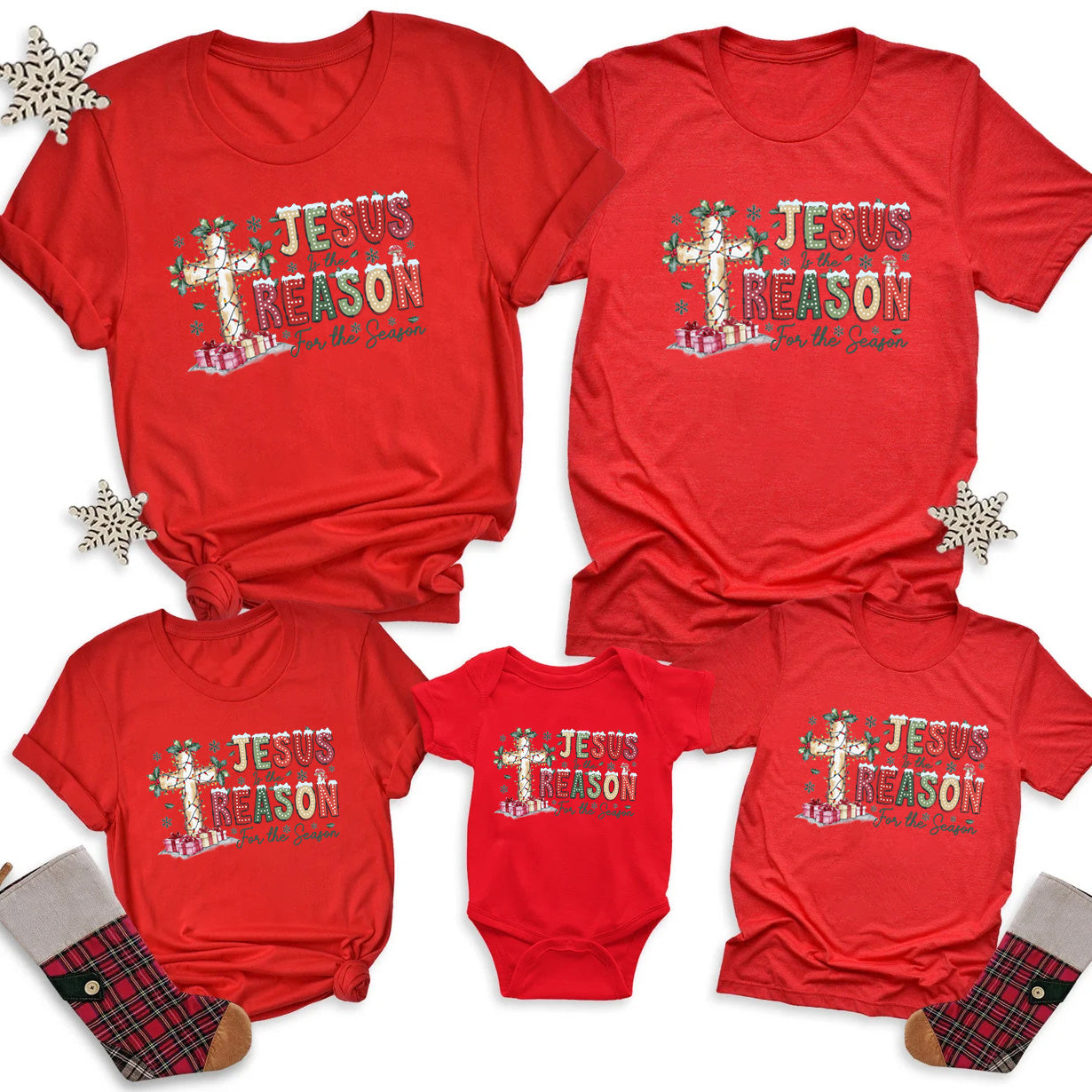 Personalized Jesus Cross Christmas Family Matching Shirts