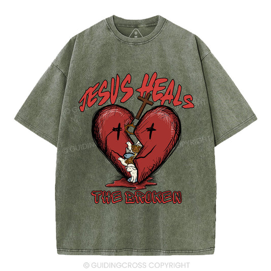 Jesus Heals The Broken Christian Washed T-Shirt