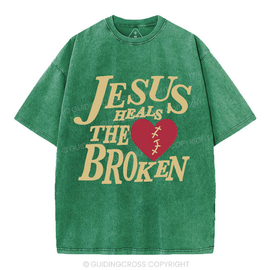 Jesus Heals The Broken Christian Washed T-Shirt