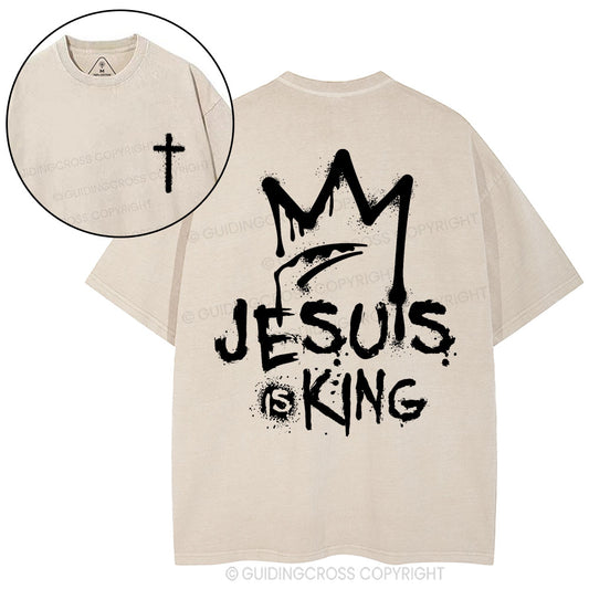 Jesus Is King Christian Washed T-Shirt