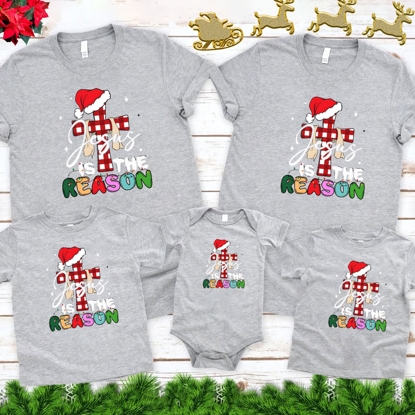 Personalized Jesus Is The Reason Christmas Family Matching Shirts