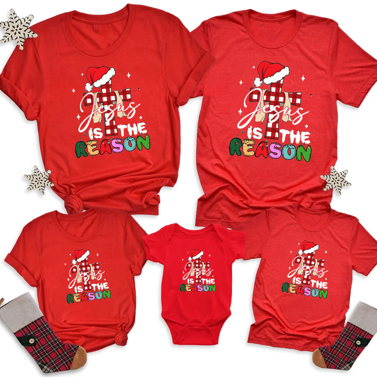 Personalized Jesus Is The Reason Christmas Family Matching Shirts