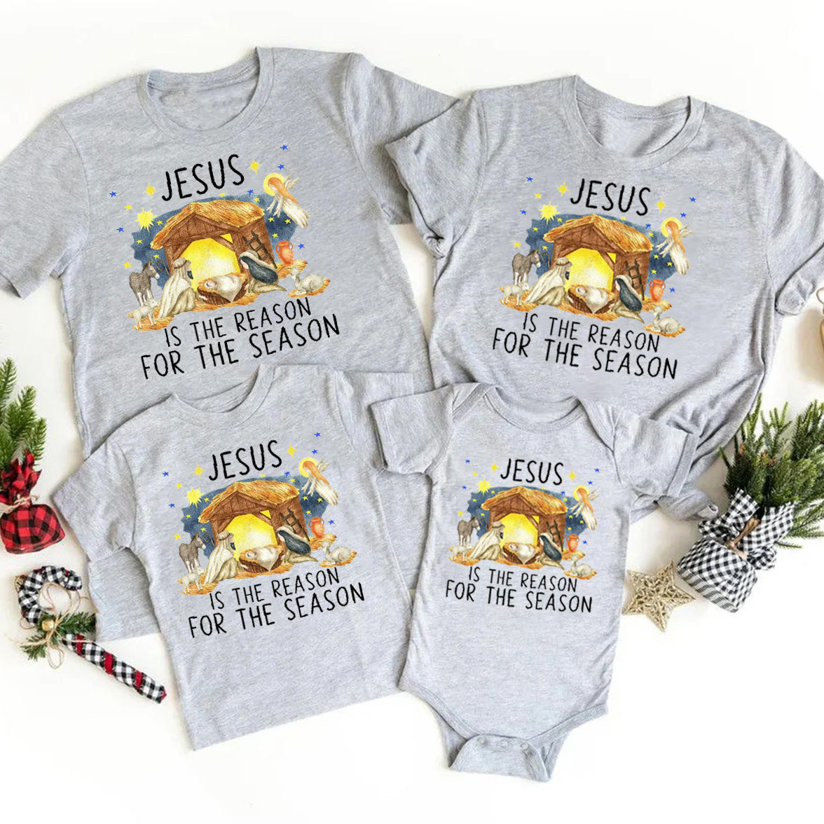 Personalized Jesus Is The Reason Christmas Family Matching Shirts