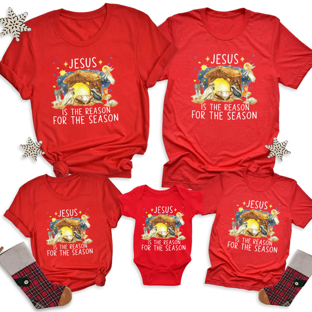 Personalized Jesus Is The Reason Christmas Family Matching Shirts