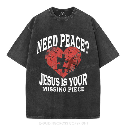 Jesus Is Your Missing Piece Christian Washed T-Shirt