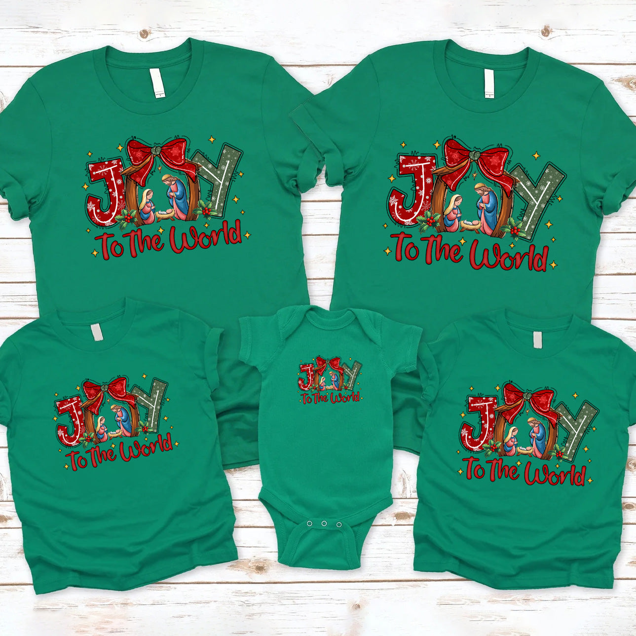 Personalized Jesus Joy To The world Christmas Family Matching Shirts