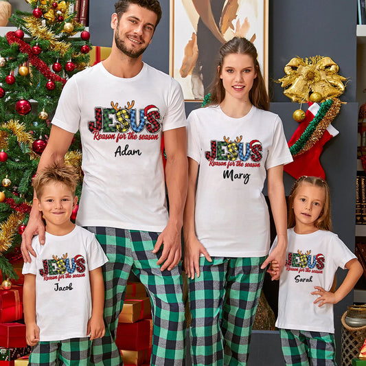 Jesus Reason For The Season Plaid Christmas Family Matching Shirts