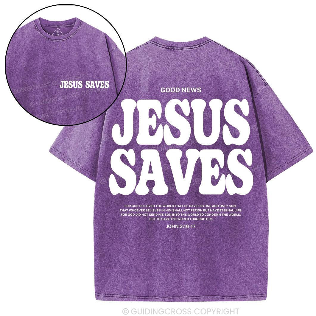 Jesus Saves Christian Washed T-Shirt