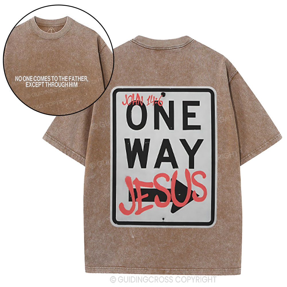 Jesus The One Way Chrsitian Washed T-Shirt