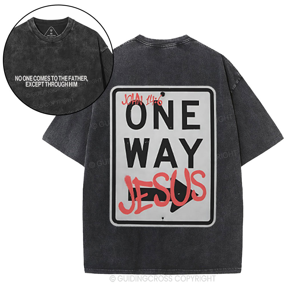 Jesus The One Way Chrsitian Washed T-Shirt