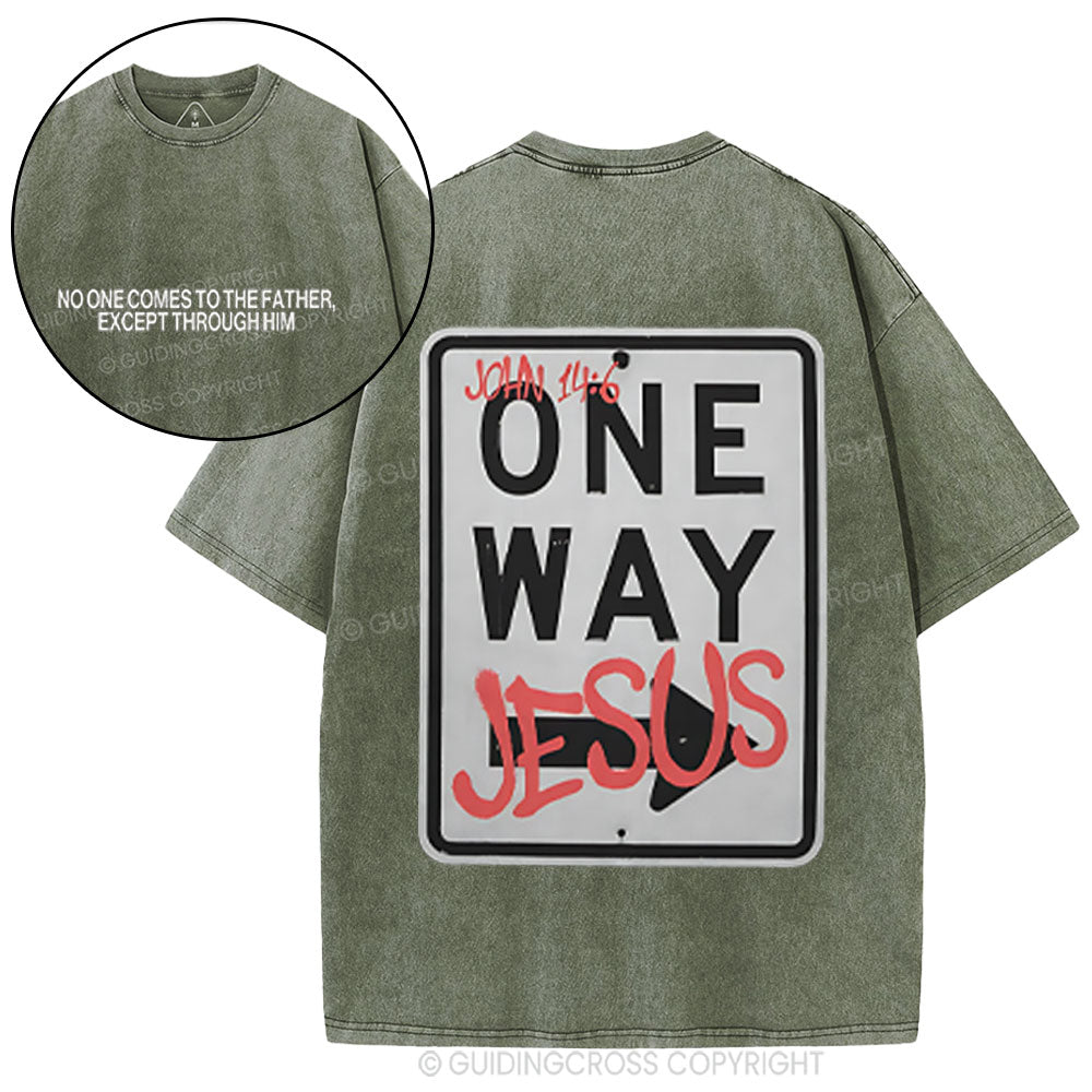 Jesus The One Way Chrsitian Washed T-Shirt