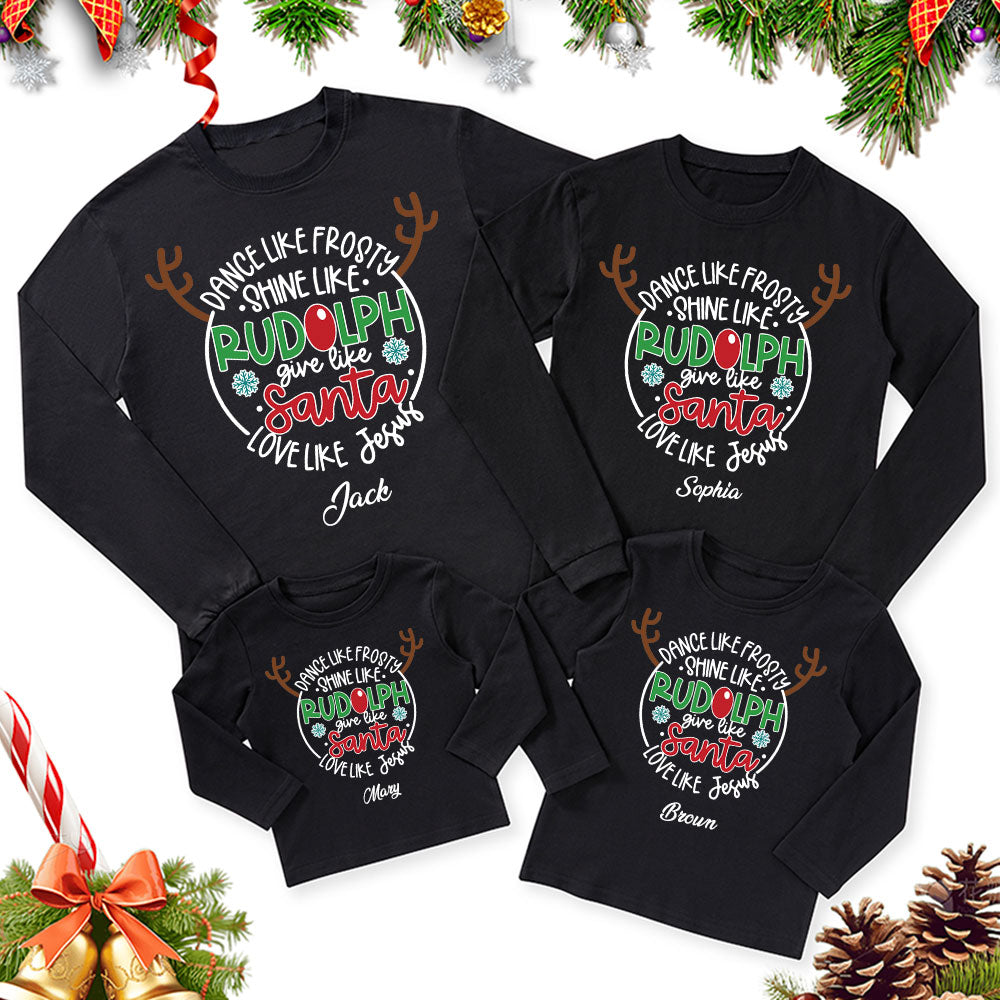 Personalized Love Like Jesus Christmas Family Matching Long Sleeve Shirts