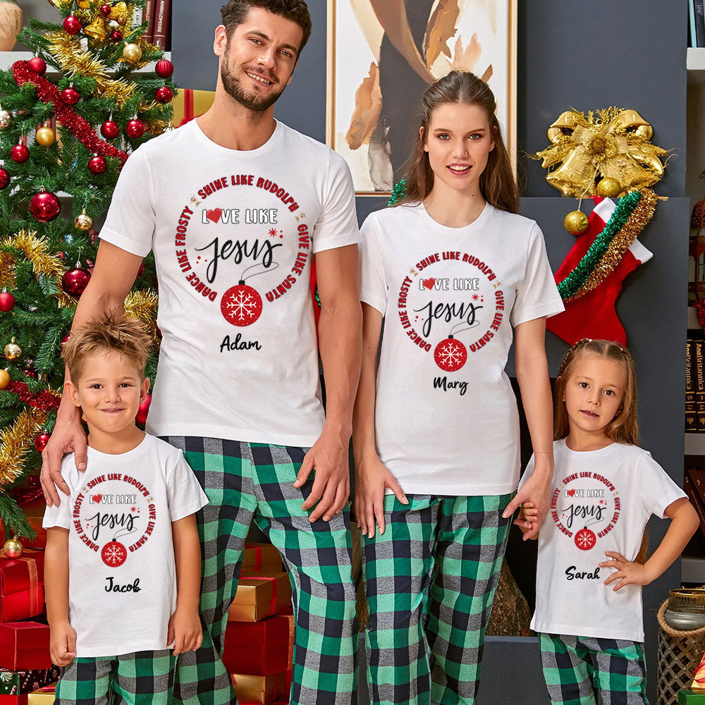 Personalized Love Like Jesus Christmas Family Matching Shirts