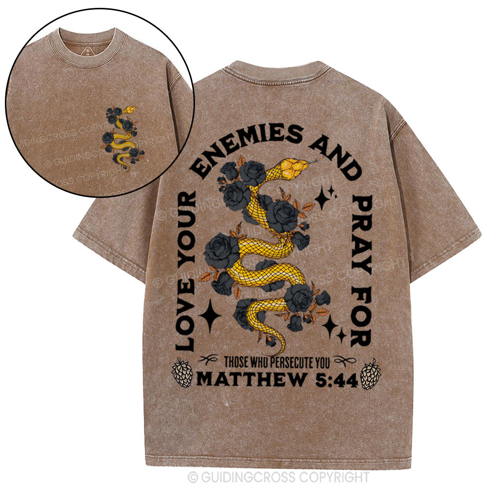 Love Your Enemies And Pray For Christian Washed T-Shirt