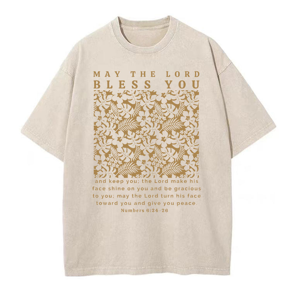 May The Lord Blessed You Chrsitian Washed T-Shirt